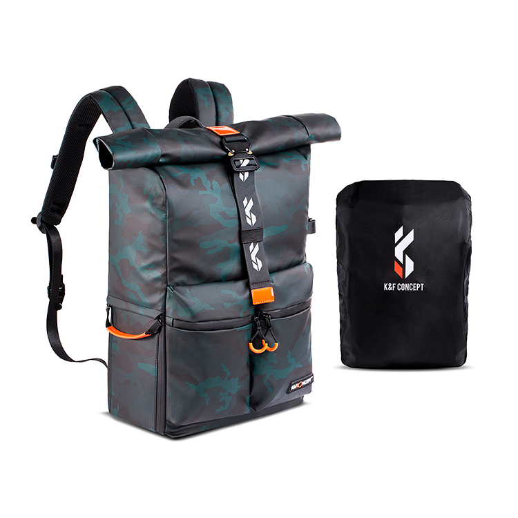 k&f concept roll top camera backpack