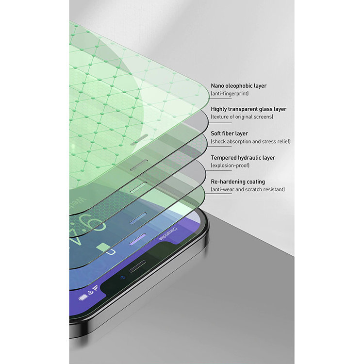 Стекло Baseus 0.15мм Eye Protection Full Coverage для iPhone 12 mini (2шт) SGAPIPH54N-LQ02 - фото 8