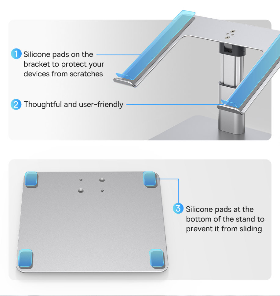 Подставка для ноутбука Baseus Metal Adjustable Laptop Stand Серебро LUJS000012 - фото 4