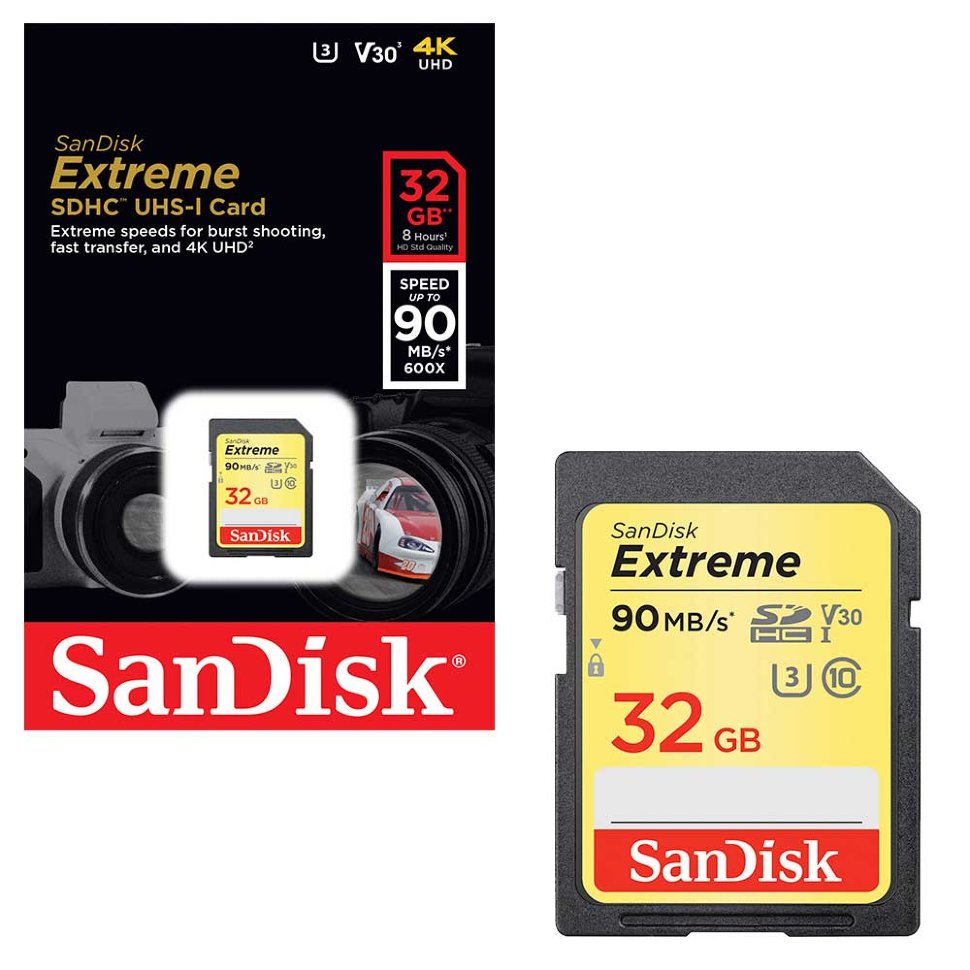 Карта памяти SanDisk Extreme SDHC 32Gb UHS-I U3 SDSDXVE-032G-GNCIN - фото 1