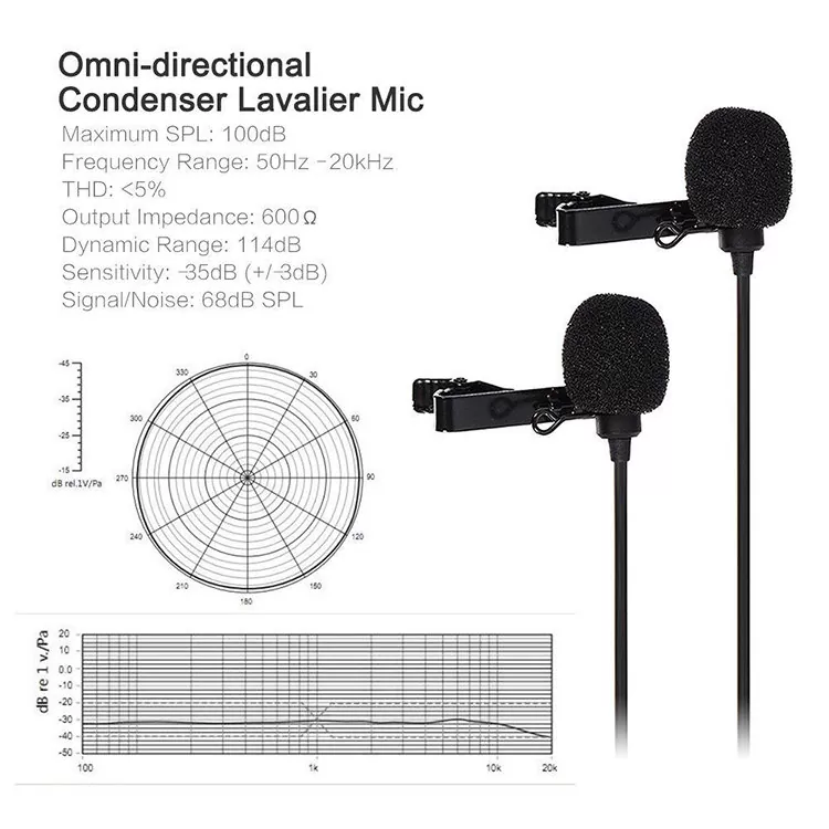 Микрофон петличный двойной CoMica CVM-D02B (6м) CVM-D02 (B6.0m)