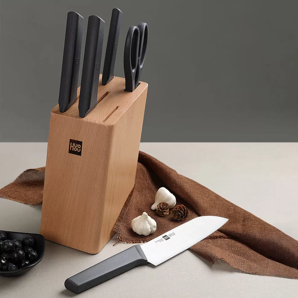 Набор ножей HuoHou Fire Kitchen Steel Knife Set с подставкой (6 предметов) HU0057