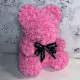 Мишка из роз с чёрным бантиком 40 см Розовый - Изображение 83305
