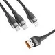 Кабель Baseus Flash One-for-three micro USB+Lightning+Type-C 5A 1.2м Черно-Серый - Изображение 153307