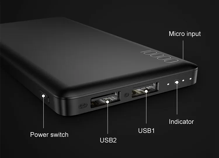 Внешний аккумулятор Baseus Mini Cu power bank 10000mAh (Dual USB 2.1A output/micro input ) Белый PPALL-KU02 - фото 1