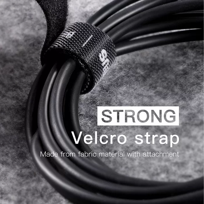 Лента для стяжки Baseus Colourful Circle Velcro strap 1м Чёрная ACMGT-E01 - фото 5