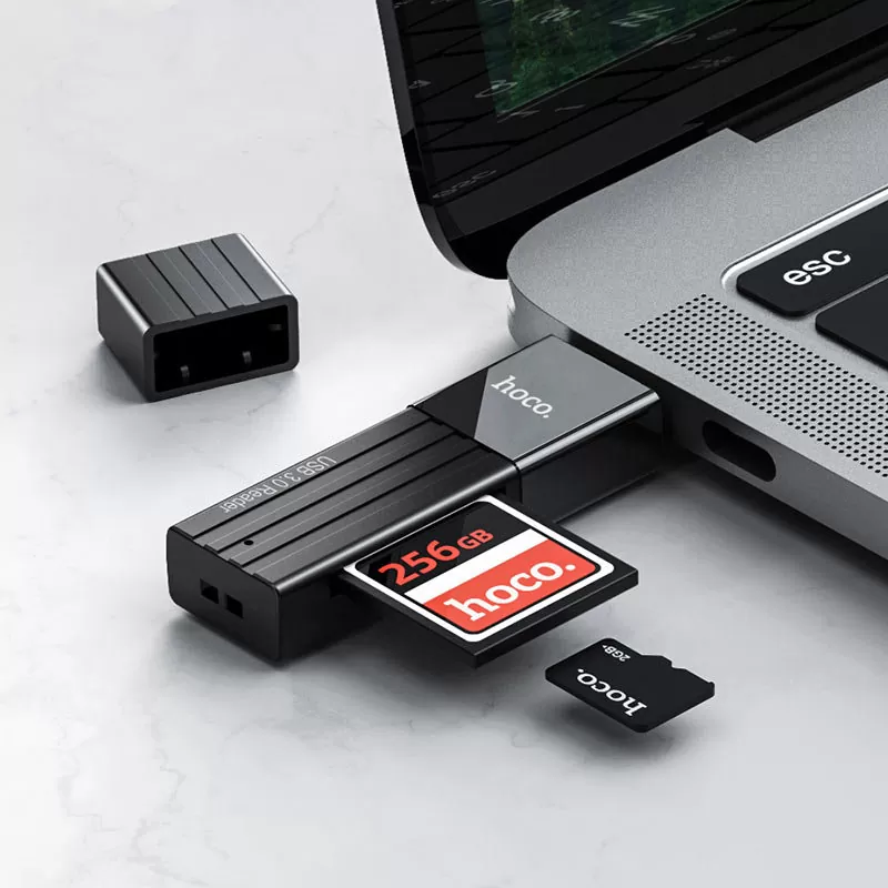 Картридер HOCO HB20 Mindful USB 2.0 SD/microSD Чёрный - фото 1