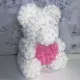 Мишка из роз с розовым сердцем 40 см Белый - Изображение 147777