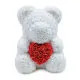 Мишка из роз с красным сердцем 25 см Белый - Изображение 147802