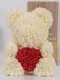 Мишка из роз с красным сердцем 40 см Белый - Изображение 85508