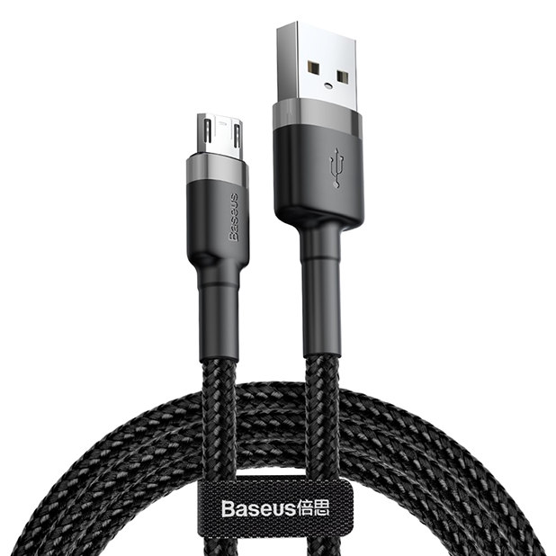 Кабель Baseus cafule USB - micro USB 2.4A 0.5M Черно-серый 