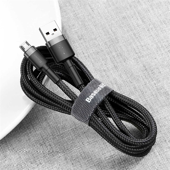 Кабель Baseus cafule USB - micro USB 2.4A 0.5M Черно-серый CAMKLF-AG1 - фото 5