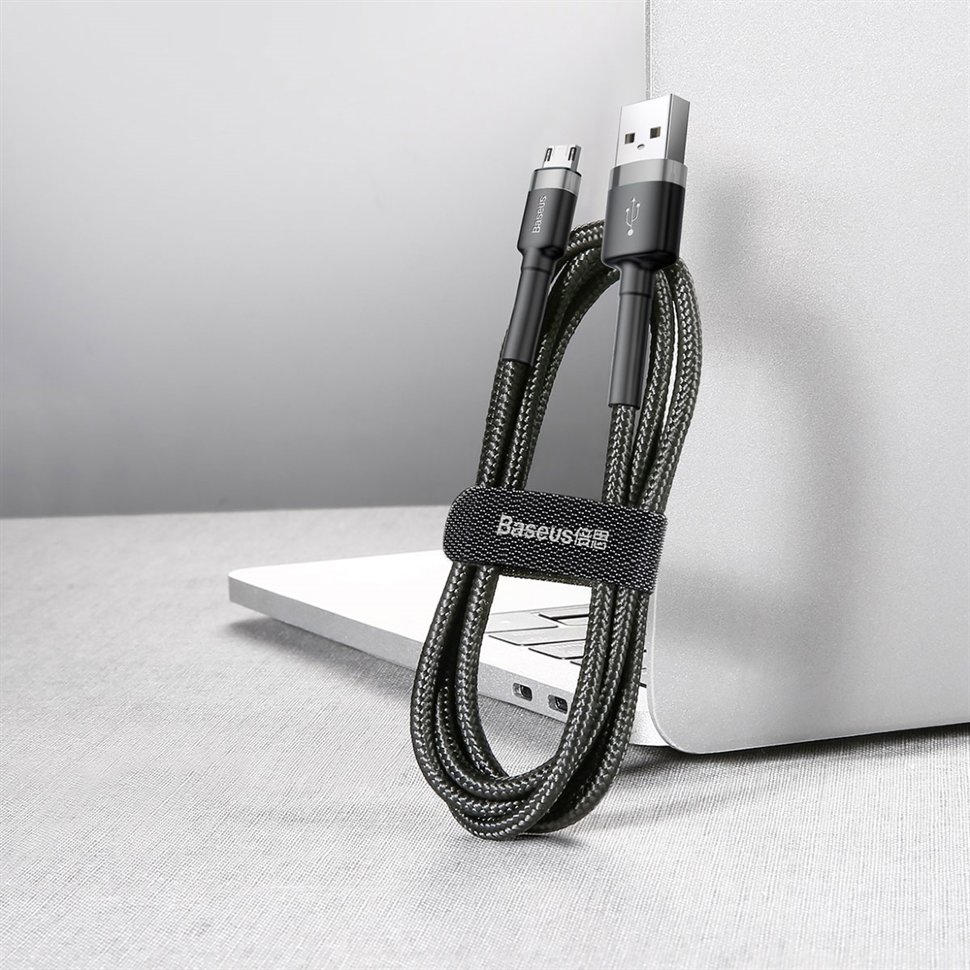 Кабель Baseus cafule USB - micro USB 2.4A 0.5M Черно-серый CAMKLF-AG1 - фото 3
