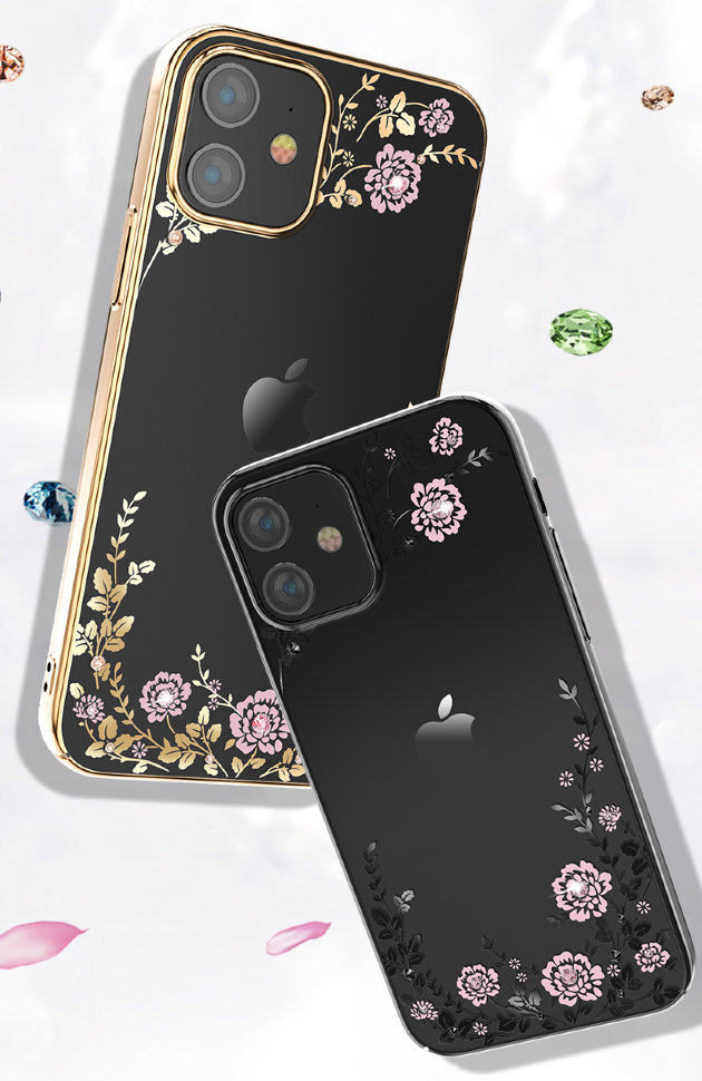 Чехол PQY Flora для iPhone 12 mini Чёрный Kingxbar IP 12 5.4 чехол raptic lux для iphone 12 mini чёрный карбон 490207