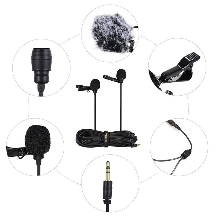 Микрофон петличный двойной CoMica CVM-D02B (6м) CVM-D02 (B6.0m) микрофон recording tools mcu 02 стойка и амортизатор