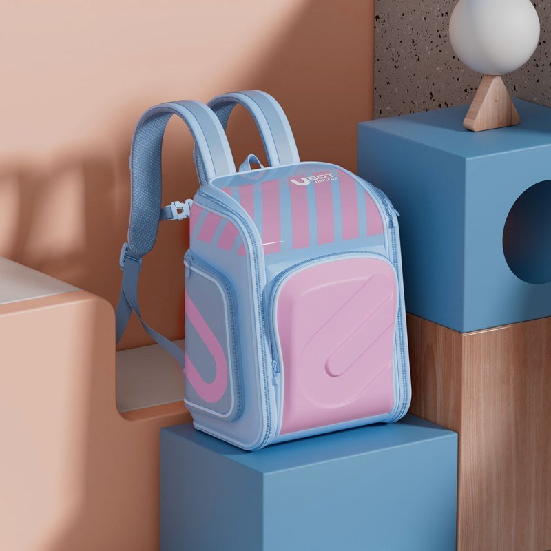 Рюкзак школьный UBOT Full-open Suspension Spine Protection Schoolbag 18L Голубой/розовый UB021