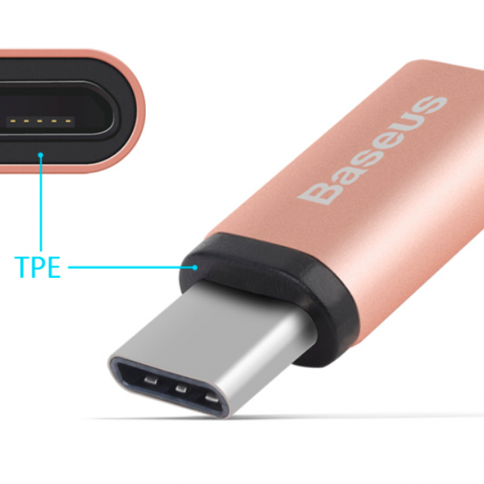 Переходник Baseus Sharp micro USB - Type-C Розовое золото CATYPEC-DLOR - фото 6