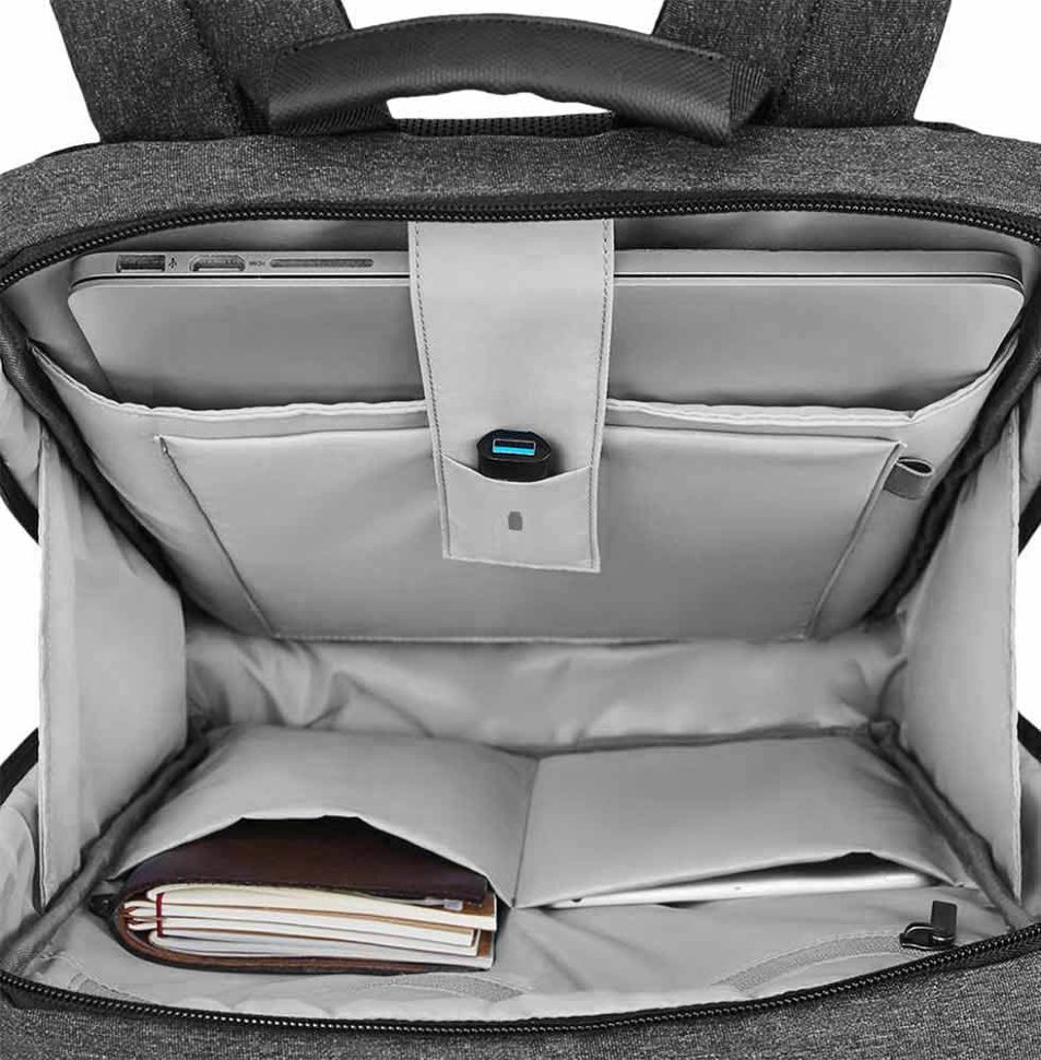 Рюкзак Xiaomi 90 Points Classic Тёмный серый Xiaomi 90 Points Classic business backpack dark grey - фото 3