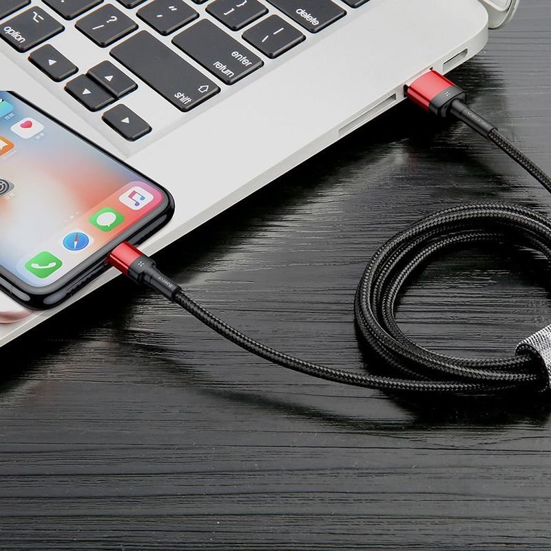 Кабель Baseus Cafule Special edition USB - Lightning 1.5A 2M Красный+Чёрный CALKLF-H91