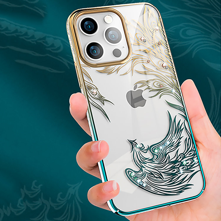 Чехол PQY Phoenix для iPhone 13 Flying Золото/Зеленый Kingxbar IP 13 6.1 чехол baseus glitter для iphone 12 12 pro золото wiapiph61p dw0v