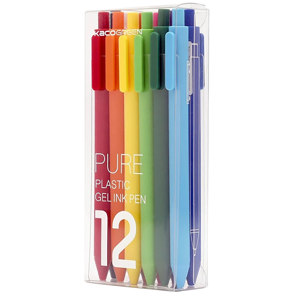 Набор гелевых ручек KACO Pure Plastic Gel Ink Pen 12 шт Цветные 