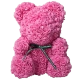 Мишка из роз с бантиком 25 см Розовый - Изображение 85555