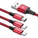 Кабель тройной Baseus Halo 3-in-1 Micro USB+Lightning+Type-C 3.5A 1.2м Красный - Изображение 112611