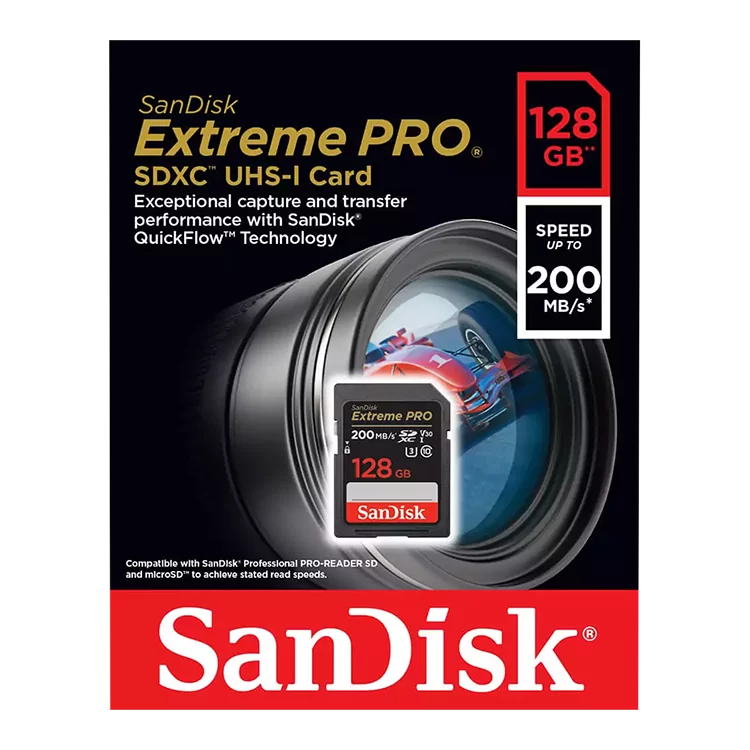 Карта памяти SanDisk Extreme Pro SDXC 128Gb V30, UHS-I Class 3 (U3), Class 10 SDSDXXD-128G-GN4IN
