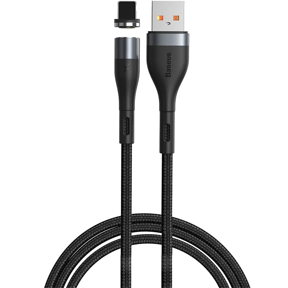 Кабель Baseus Zinc Magnetic USB - Lightning 2.4A 1м Серый+Черный 