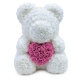 Мишка из роз с розовым сердцем 40 см Белый - Изображение 147775