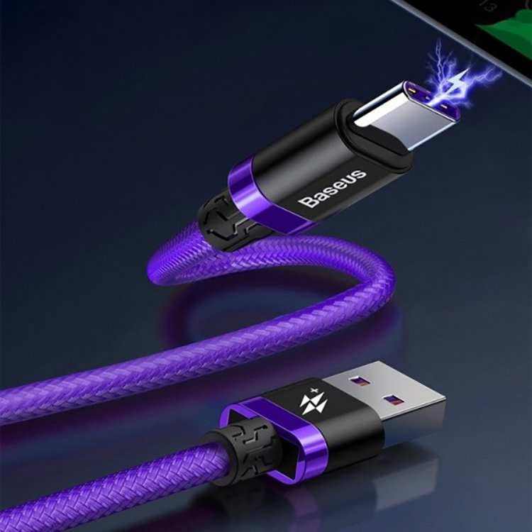 Кабель Baseus HW USB - Type-C 40W 2м Фиолетовый CATZH-B05 - фото 3