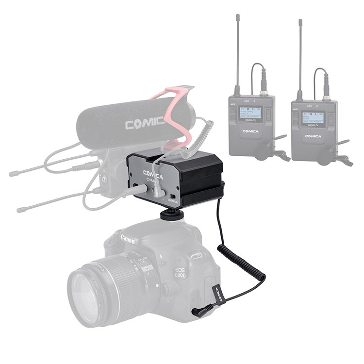 Микшер двуканальный CoMica CVM-AX1 3.5mm кабель comica cvm dl cpx mini jack 3 5mm trs lock plate 1 2м