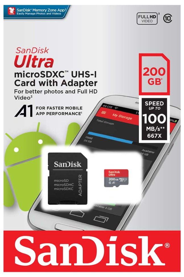 Карта памяти SanDisk Ultra microSDXC 200Gb UHS-I U1 Class10 + SD Adapter SDSQUAR-200G-GN6MA - фото 5