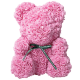 Мишка из роз с бантиком 25 см Нежно-розовый - Изображение 85558