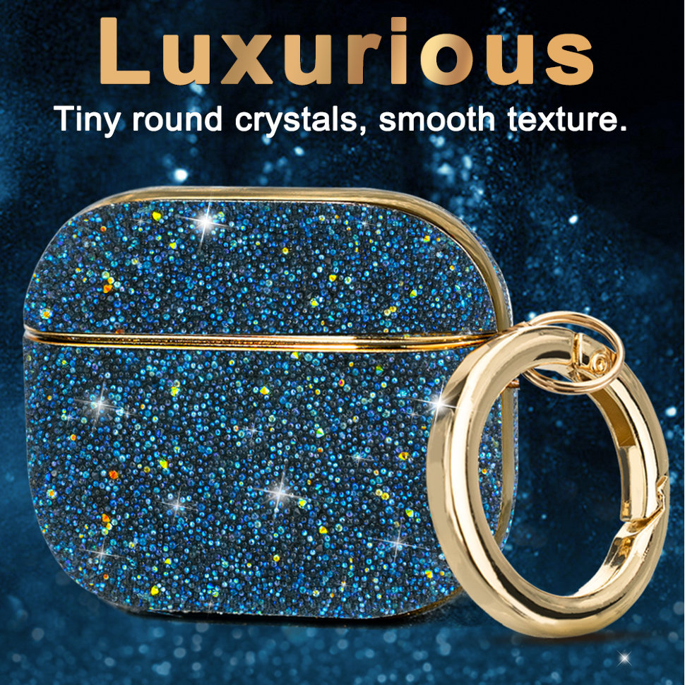 Чехол Kingxbar Crystal Fabric для Apple Airpods 3 Синий - фото 4