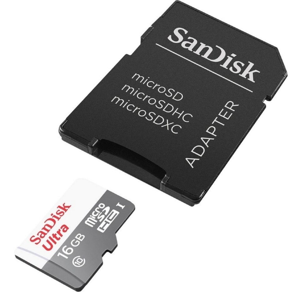 Карта памяти SanDisk Ultra microSDHC 16Gb UHS-I U1 Class10 + SD Adapter SDSQUNS-016G-GN3MA - фото 2
