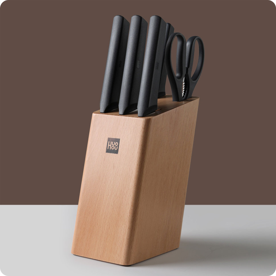 Набор ножей Xiaomi Huo Hou Fire Kitchen Steel Knife Set с подставкой (6 предметов) HU0057 - фото 7
