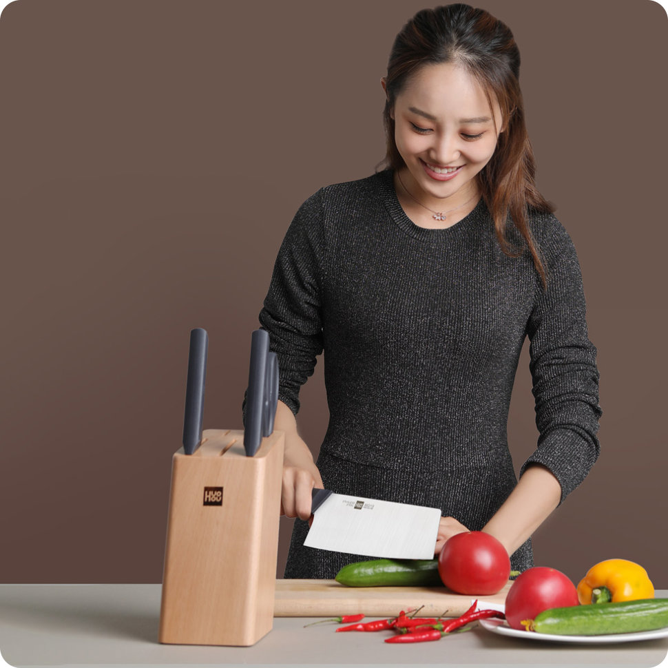Набор ножей Xiaomi Huo Hou Fire Kitchen Steel Knife Set с подставкой (6 предметов) HU0057 - фото 2