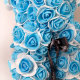 Мишка из роз с бантиком 25 см Бело-голубой - Изображение 85633