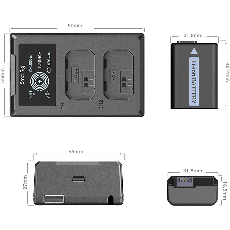 2 аккумулятора NP-FW50 + зарядное устройство SmallRig 3818 - фото 7