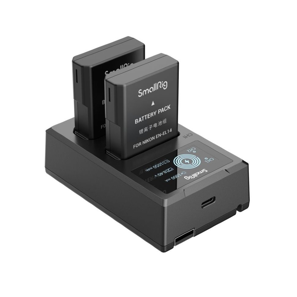 2 аккумулятора EN-EL14 + зарядное устройство SmallRig 3819 зарядное устройство smallrig 4081 для np fw50