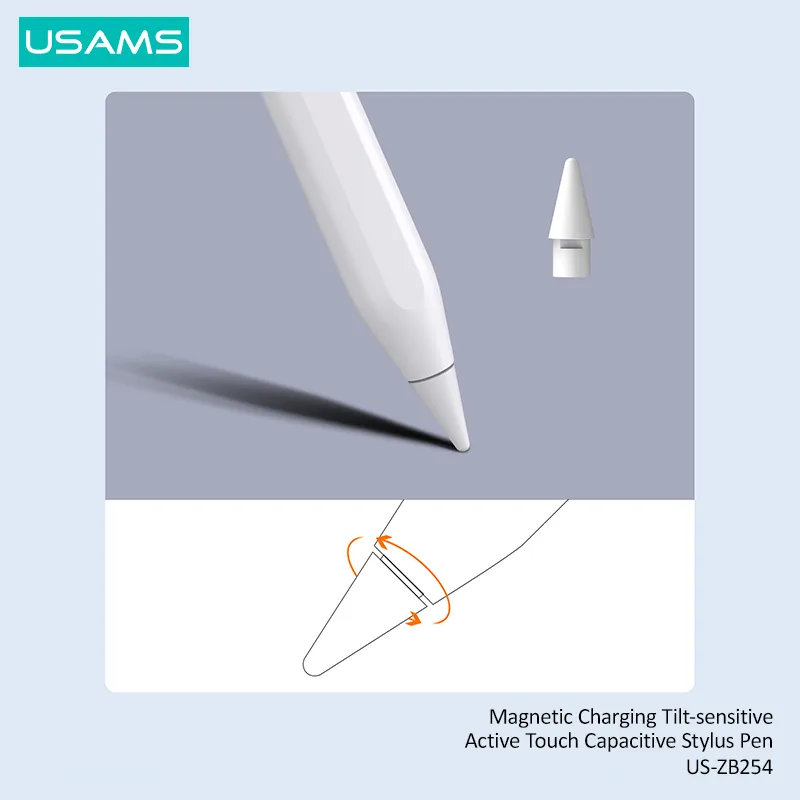 Стилус USAMS US-ZB254 Magnetic Charging Tilt-sensitive Active Touch Capacitive Stylus Pen ZB254DRB01 - фото 5