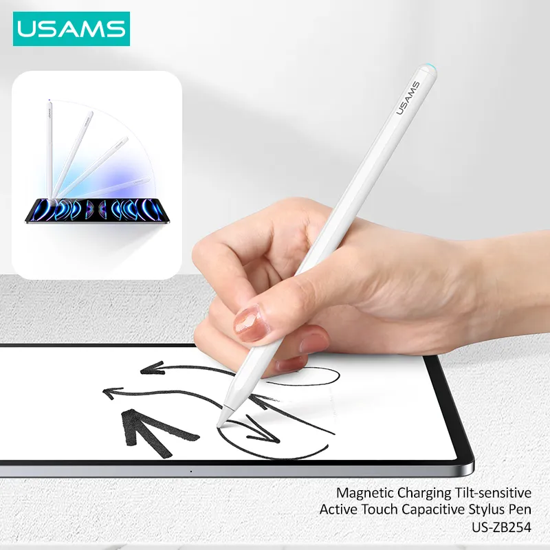 Стилус USAMS US-ZB254 Magnetic Charging Tilt-sensitive Active Touch Capacitive Stylus Pen ZB254DRB01 ручка стилус емкостной для любого экрана смартфона планшета wh400