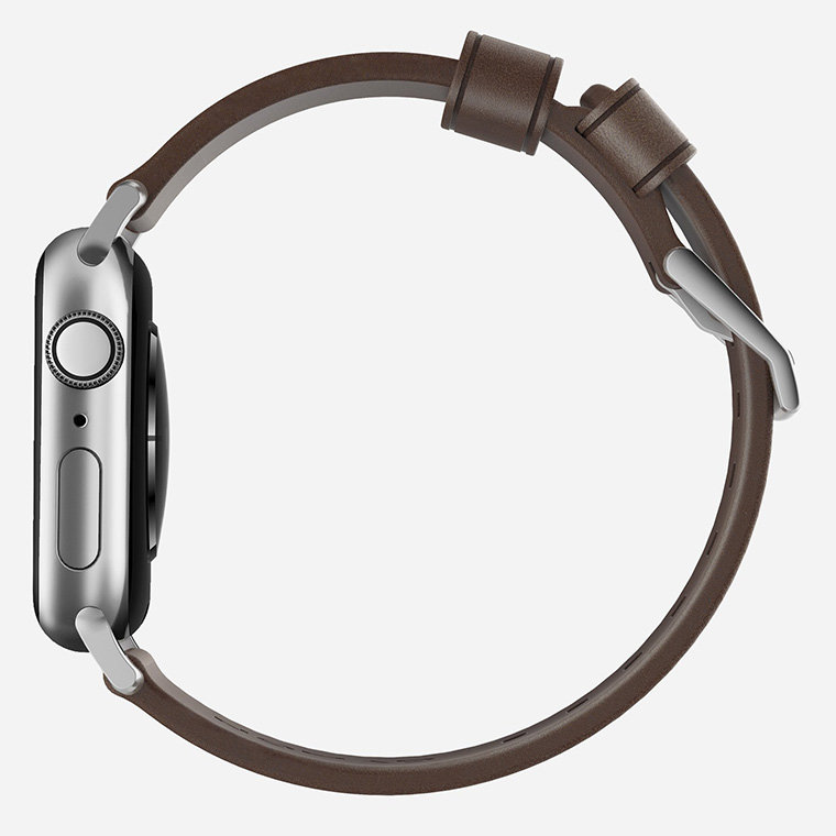 Ремешок кожаный Nomad Modern для Apple Watch 42/44 мм Коричневый с серебряной фурнитурой NM1A4RSM00 ремешок силиконовый nomad rugged для apple watch 42 44 мм серебряная застежка nm1a41s000