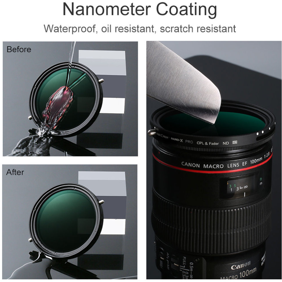 Светофильтр K&F Concept Nano X-Pro CPL ND2-32 58мм KF01.1322 - фото 6