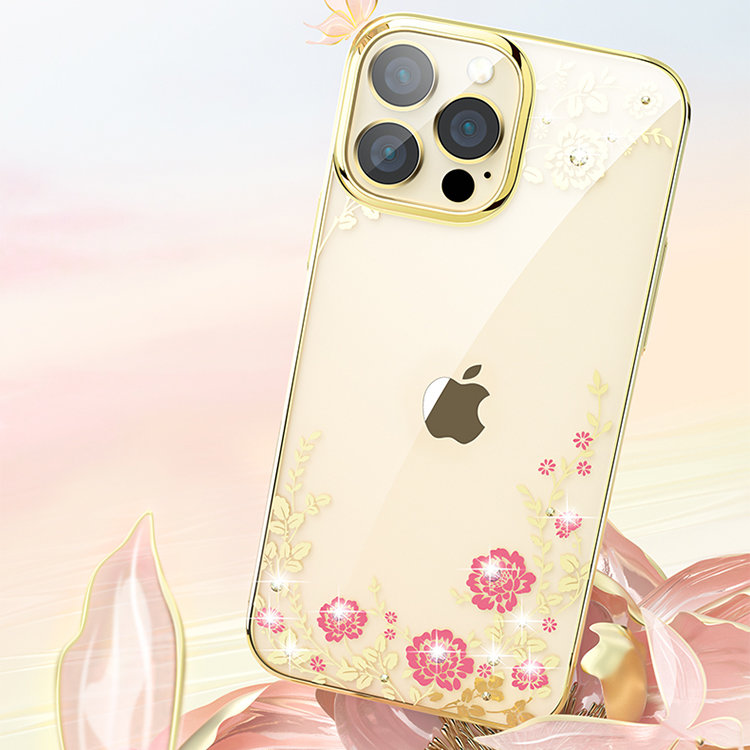 Чехол PQY Flora для iPhone 13 Розовое золото Kingxbar IP 13 6.1 платье для собак кулирка м дс 30 ош 34 38 ог 40 44 розовое с серыми полосками
