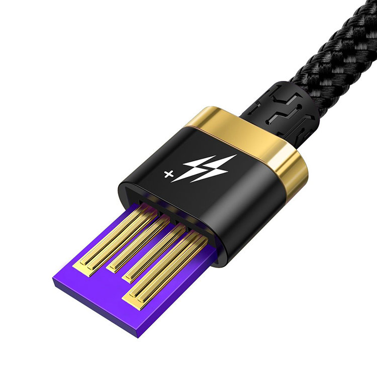 Кабель Baseus HW USB - Type-C 40W 2м Чёрный с золотым CATZH-BV1 - фото 3