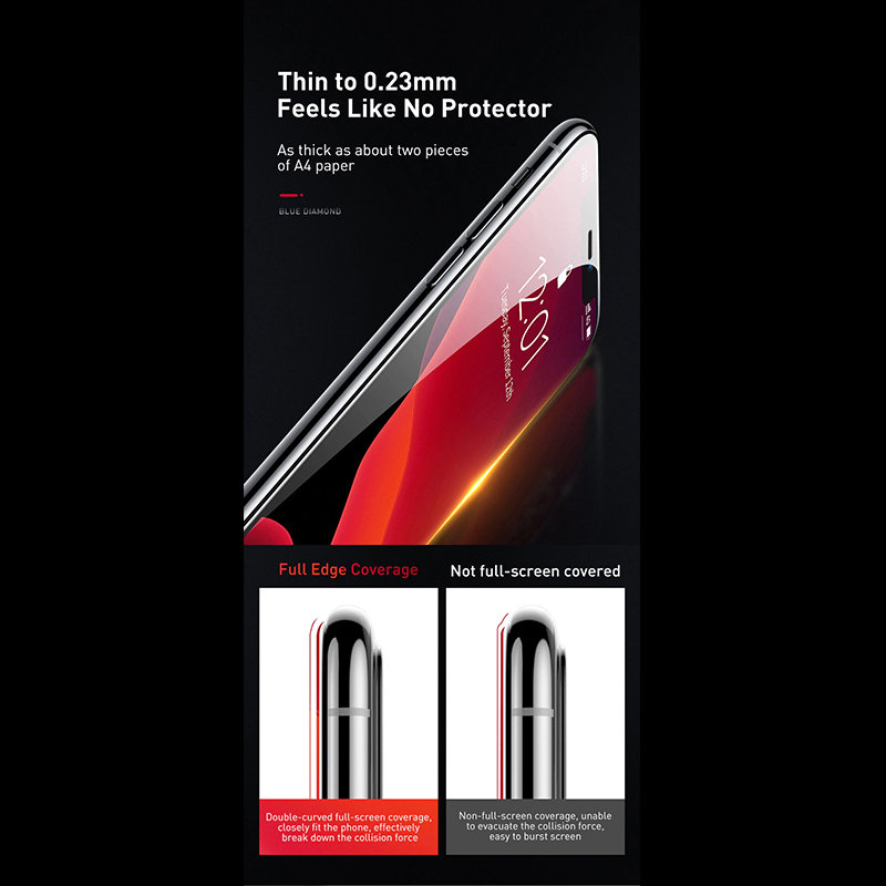 Стекло Baseus 0.23mm tempered glass для iPhone Xs Max (2 шт) Черное SGAPIPH65-APE01 - фото 4