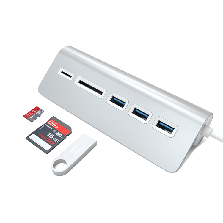 Хаб Satechi Aluminum USB 3.0 & CARD READER ST-3HCRS разветвитель 5 ти лучевой для нитей 24в без возможности управления провод каучук ip65