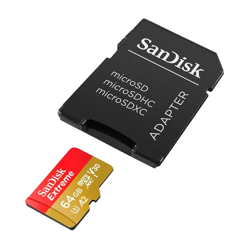 Карта памяти SanDisk Extreme microSDXC 64GbUHS-I U3 V30 + SD Adapter SDSQXA2-064G-GN6AA - фото 3